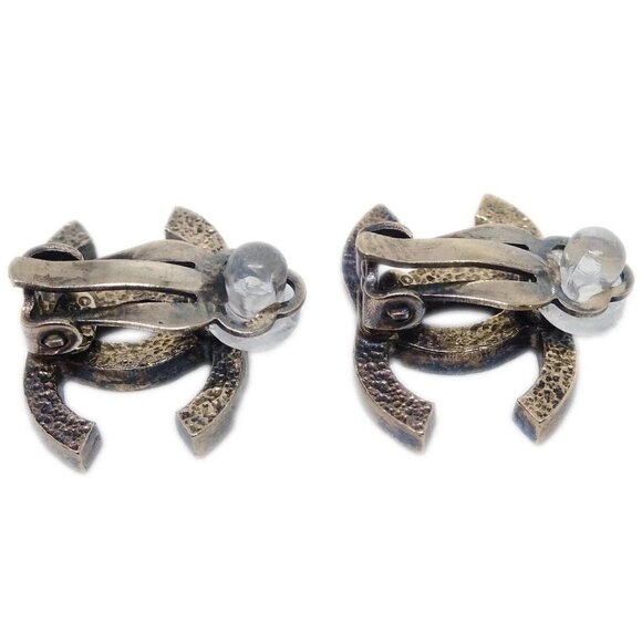 Chanel CC Black Earrings Clip-On Gold 10C 194985 - Picture 3 of 4